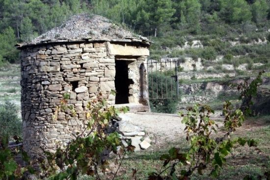 Cabotte en pierres sèches au milieu d’un paysage viticole